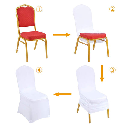 Kapwall 12 PCS White Chair Covers, Spandex Stretch Washable Chair Covers for Wedding,Party and Banquet