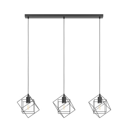 Eglo Straiton Black Steel Modern Geometric 3 Light Pendant
