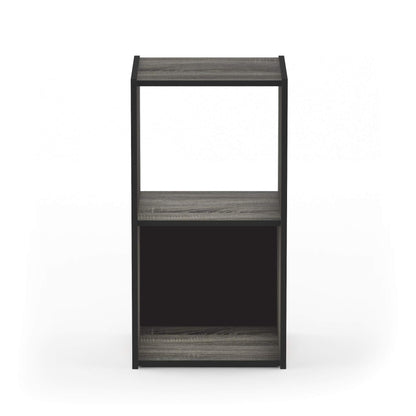 Furinno PELLI Book Shelf, 2x1 Bookshelf, Cube Storage Organizer Cabinet, 12.2 x 11.6 x 24.2, for Living Room, Bedroom, Home Office, French Oak/Black