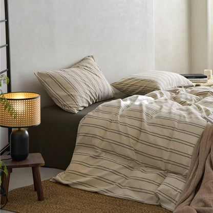 Ruccit Beige Duvet Cover Sets King Size Green Striped 100% Washed Cotton Cream Duvet Cover Double Kids Teens Adult Modern 3pcs Quilt Cover Farmhouse