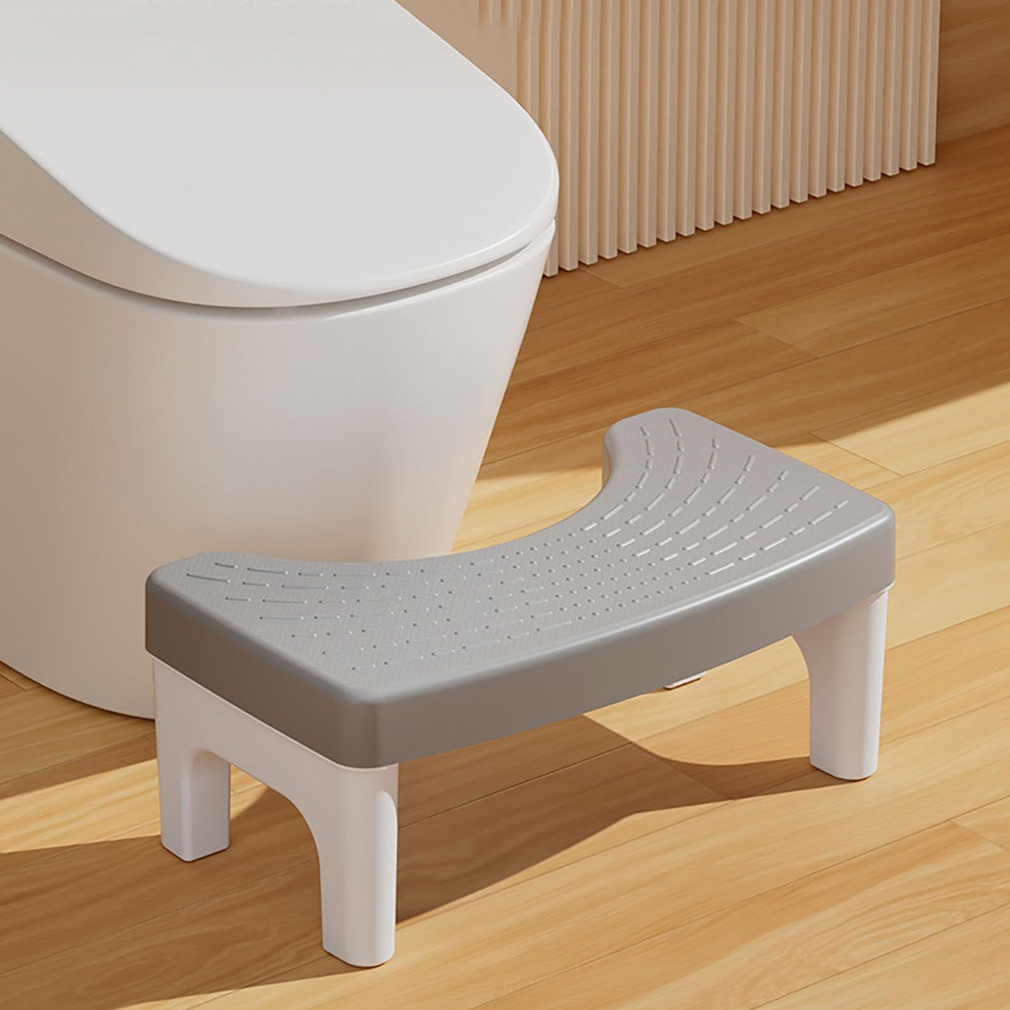 Fdit Toilet Stool for Adults & Kids, Non Slip Bathroom Squat Stool Poop Stool, Lightweight PP Foot Stool Potty Stool for Constipation Relief (Grey)