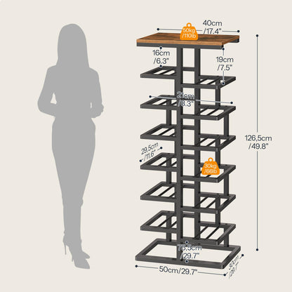 HOOBRO 8-Tier Shoe Rack, Entryway Shoe Organiser, Tall Shoe Storage with Metal Frame, Space-Saving Shoe Stand for Hallway, Bedroom, Living Room