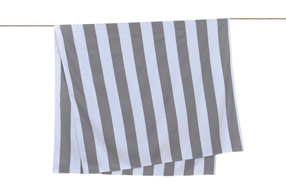 Sleepdown Striped Large Beach Towel Soft Microfiber Absorbent Swimming Pool Travel Camping Bath Sauna Gym Yoga with Bag - Grey - (160 x 90cm)