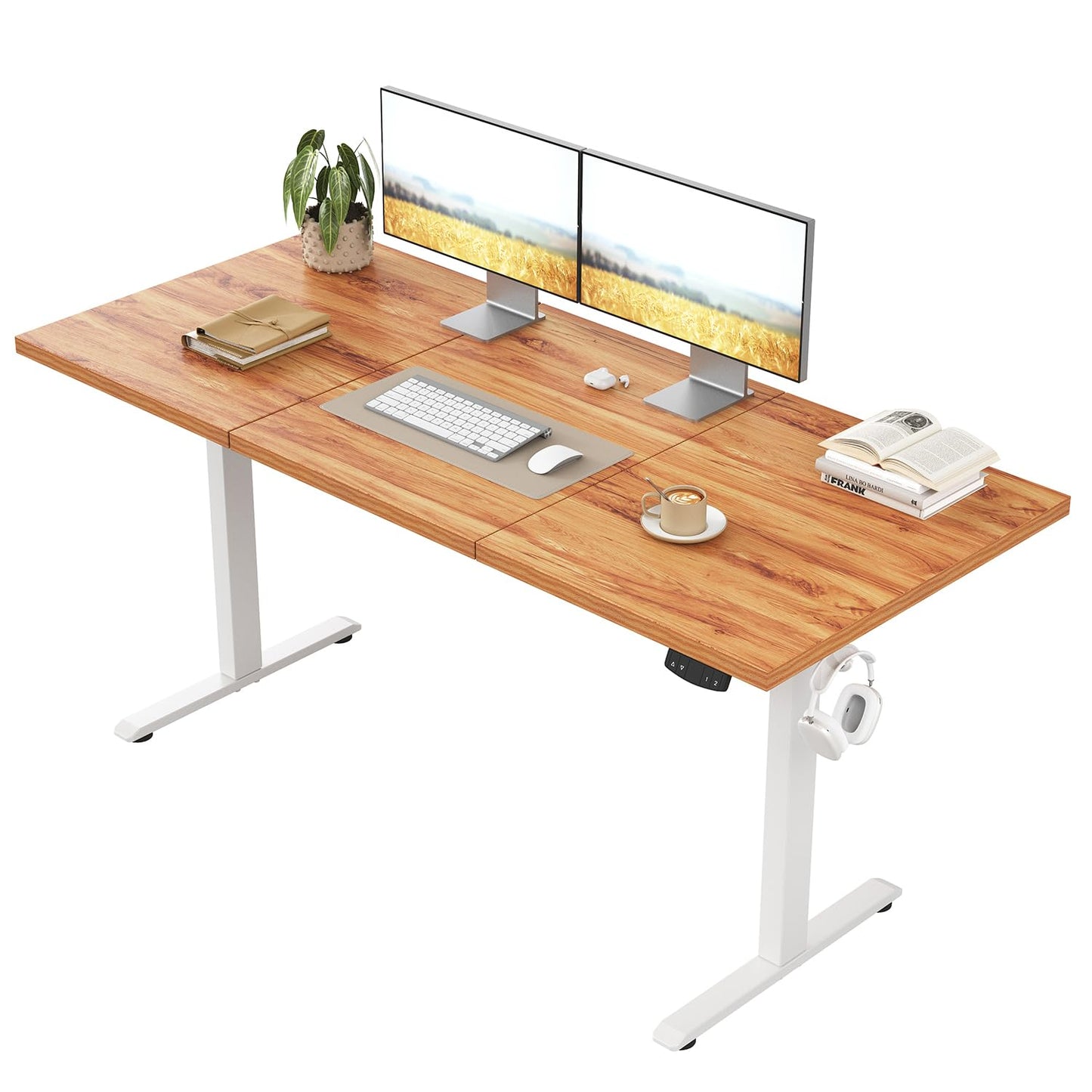 Klicelor Electric Standing Desk, 2 Memory Buttons for stand & sit, 130x60