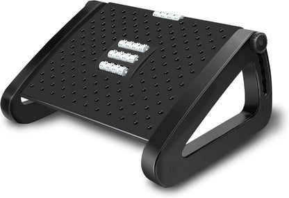 Office Foot Rest Under Desk, Adjustable Height/Angle Ergonomic Foot Stool with Large Roller Massager Function