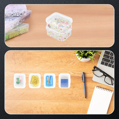 WYAN 21 Pcs Mini Container Boxes, Square Empty Mini Clear Plastic Organizer Storage Box Containers with Hinged Lids for Collecting Small Items, Beads