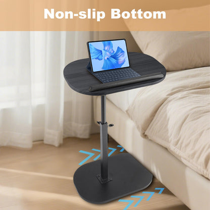 YYW Side Table TV Tray for Couch, 90° Tiltable, Height Adjustable, Black