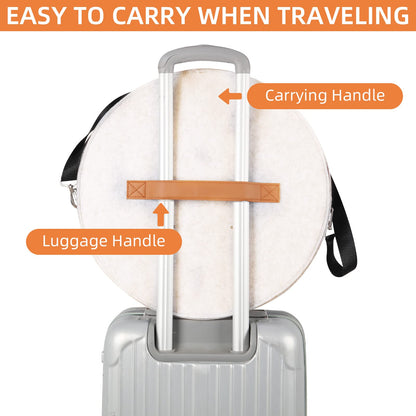 Ohiyoo Travel Hat Boxes with Lid - 16'' x 8'' Round Hat Boxes for Women & Men, Foldable Stuffed Animal Toy Storage Bin (White)