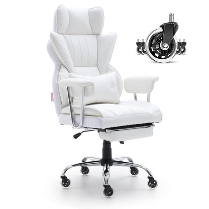 VEVOR Reclining Office Chair with Footrest, Heavy Duty PU Leather Wide Office Chair, Big and Tall Executive Office Chairs with Lumbar Support