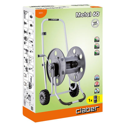 Claber 8891 Metal 60 Trolley, Black/Orange/Grey