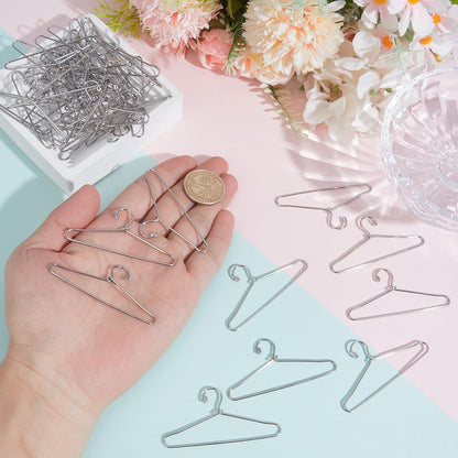 GORGECRAFT 50Pcs Doll Clothes Hangers Metal Iron Doll Garment Hanger 6.5cm Silver Mini Coat Clothing Storage Stand for Dollhouse Wardrobe Accessories