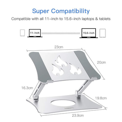 MISOTT Laptop Stand, Ergonomic Adjustable Laptop Riser, Computer Stand for 10-15.6" Laptops and Tablets (Aluminum, Silver)