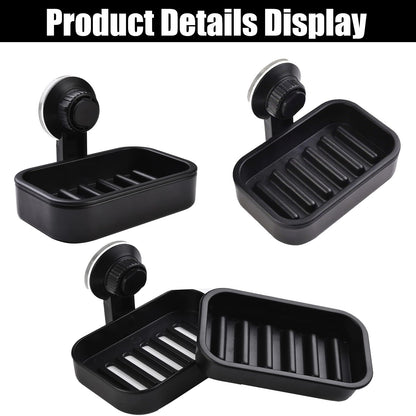 Suction Soap Dish for Bathroom, Shower Soap Bar Holder Tray with Drainage