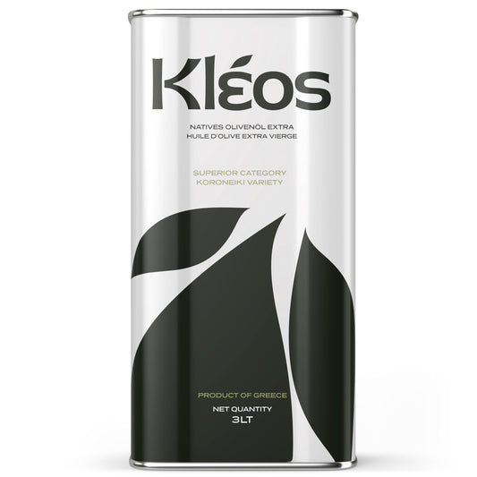 Kleos Extra Virgin Olive Oil 3 Liter - New Harvest 2024/2025 - Cold-Pressed Greek Olive Oil from Koroneiki Olives - Premium Quality