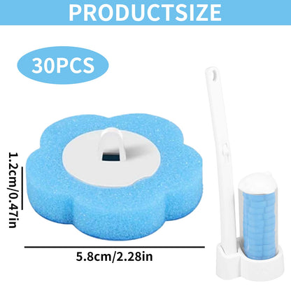 Disposable Toilet Brush Replacement Heads Ocean Blue Refills 30Pcs