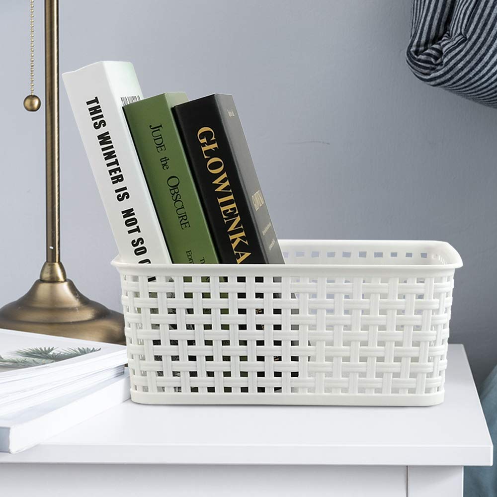 Asking 6-Pack Plastic Storage Baskets, Weave Basket Organizer