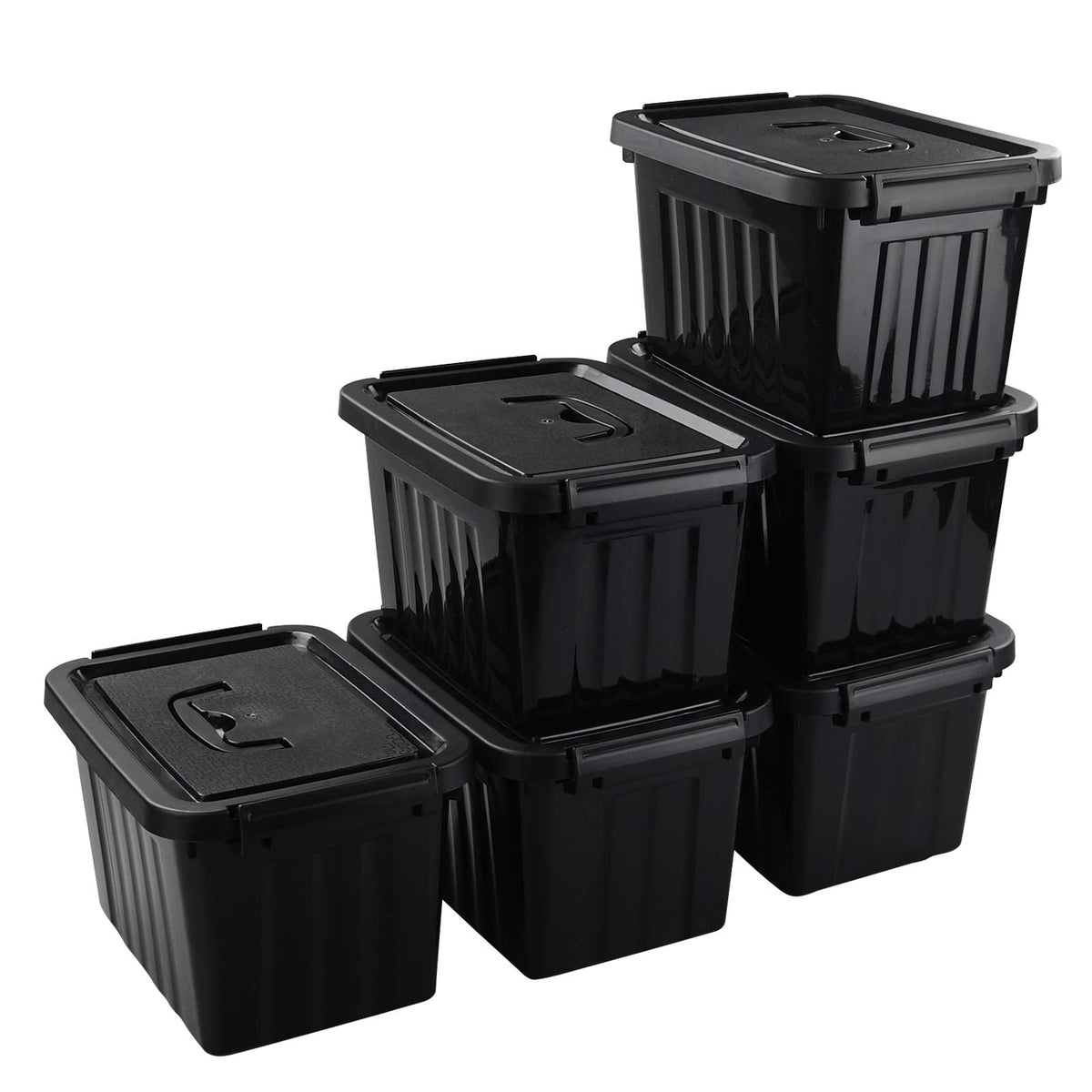Uumitty 6 Packs 6 L Small Plastic Storage Box with Lid, Black