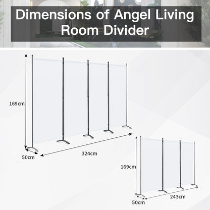 Angel Living 3 Panel Folding Room Divider Privacy Screen with Polyester Fabric & Sturdy Iron Frame Freestanding Partition for Office, Bedroom