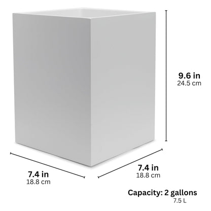 YEW DESIGN Matte White Square Small Trash Can, 2 Gallons / 7.5L Garbage Can, Waste Basket for Home, Bathrooms, Office, Under Desk, Bedroom