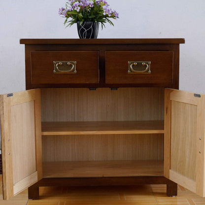 Aurotrice OAK Small Sideboard 75cm 2 Doors 2 Drawer Drawer Chest Mini Dining Sideboard Storage