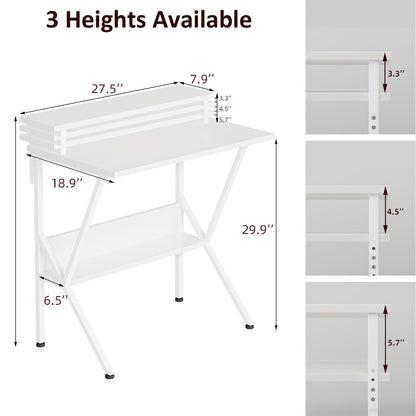 COTUBLR 70 x 48 cm Desk, Small Computer Desk for Small Spaces, Gaming Desk with Adjustable Monitor Stand, Modern Simple Style Compact Desk