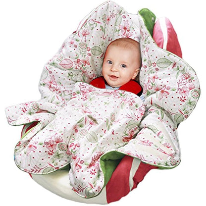 Wallaboo - Baby Blanket Leaf - Soft Blanket - Newborn and Up - Durable Faux Suede and 100% Pure Cotton with Print - Diameter: 85cm - 33 inch - Color: Green