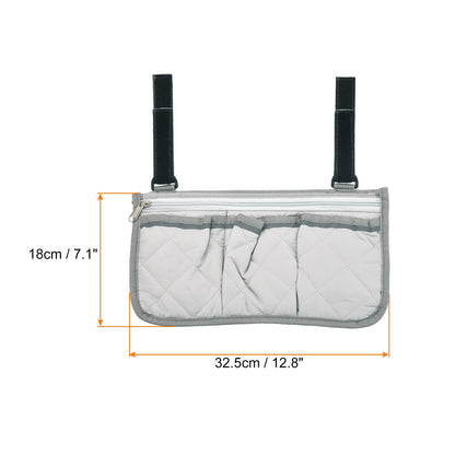 PATIKIL Beach Chair Armrest Bag, Waterproof Beach Chair Hanging Storage Pouch Arm Rest Magazine Snack Bag with 4 Pockets for Camping Outdoor, Grey