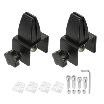 PATIKIL 1.8x1.3x2.1" Desk Divider Support Clamp, 2 Pcs Aluminum Desk Shield Clamp Desk Divider Partition Clamp Sneeze Guard Clamp Bracket for Office