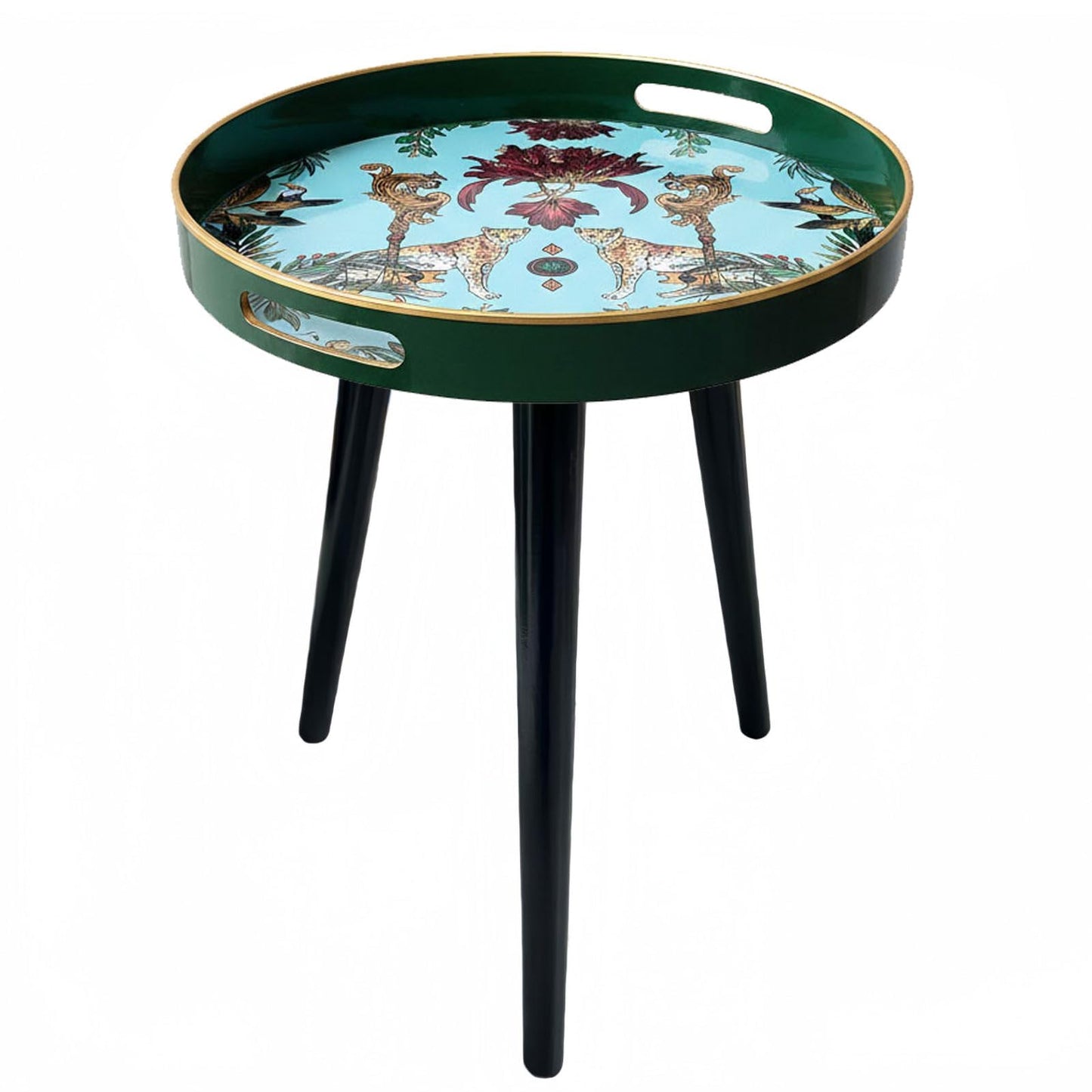 Simmer Stone Round Indoor Side Tables with Detachable Wooden 3 Legs, Versatile Tray Table, Perfect For Round Coffee Table Tea