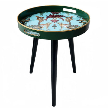 Simmer Stone Round Indoor Side Tables with Detachable Wooden 3 Legs, Versatile Tray Table, Perfect For Round Coffee Table Tea