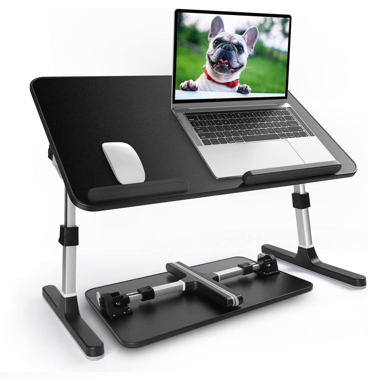 Homesbrand Laptop Stand Computer Desk, Height and Angle Adjustable Laptop Table, Portable Bed Tray for Eating