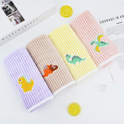 Fadcaer 4 Pcs Soft Kids Washcloth Towels with Embroidered, Multicolor Children's Facial Towel