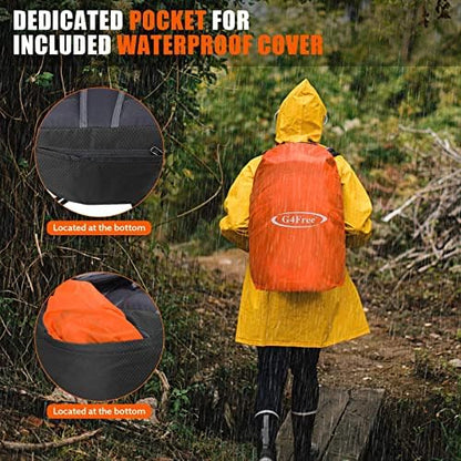 G4Free 35L Waterproof Hiking Backpack Outdoor Backpack Trekking Daypack for Camping Hiking Backpacking Climbing with Rain Cover