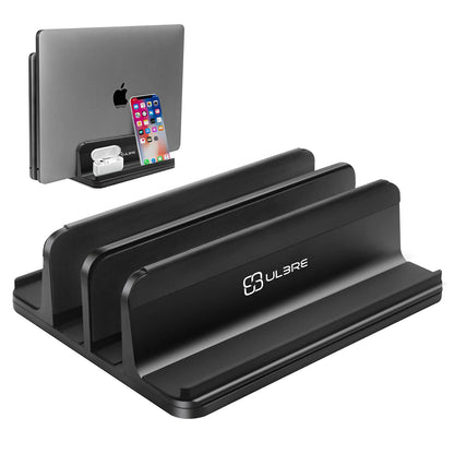 ULBRE Vertical Laptop Stand Metal Heavy Duty, Double Adjustable 4 Slots Vertical MacBook Stand Laptop Holder Compatible with All MacBook Surface Dell