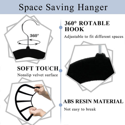 3 Pack Velvet Trouser Hangers - 4-Layer Space Saving Scarf and Jeans Hangers - Wardrobe Organiser and Space Saver Trouser Rack, Leggings Hanger