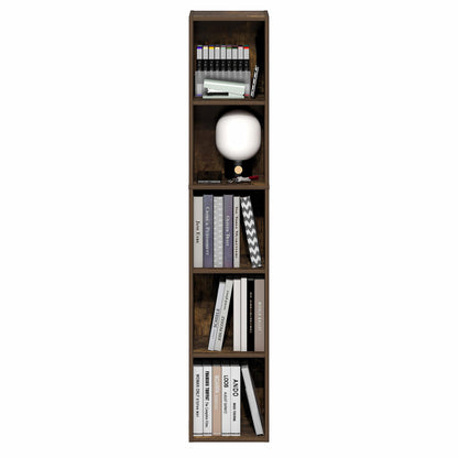 Furinno FULDA 5-Tier Tall Narrow Bookshelf, Standing Bookcase with 25.4 cm Width Storage Shelf, 23.6 x 24.9 x 131.8 cm, for Organization Storage