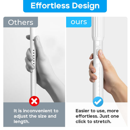 ZipGlo Extendable Shower Curtain Pole 104-302cm White Tension Curtain Rod