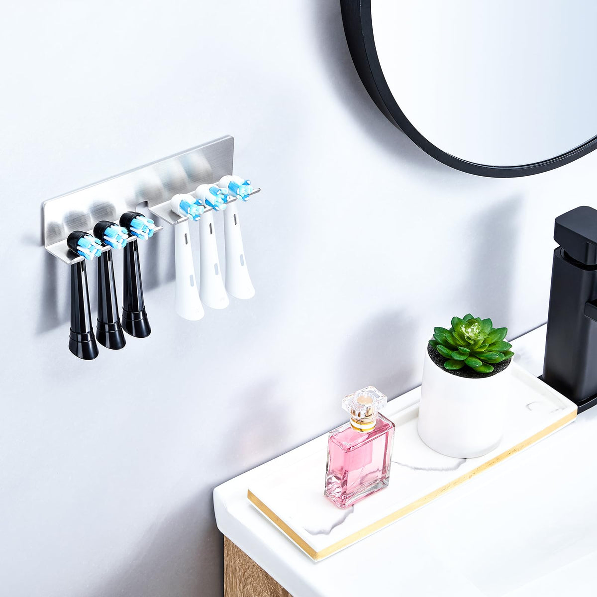 YAYINLI Toothbrush Holder Wall Mounted - Electric Tooth Brush Holder for Bathroom, Self Adhesive Non Screw Toothbrush Head Holder