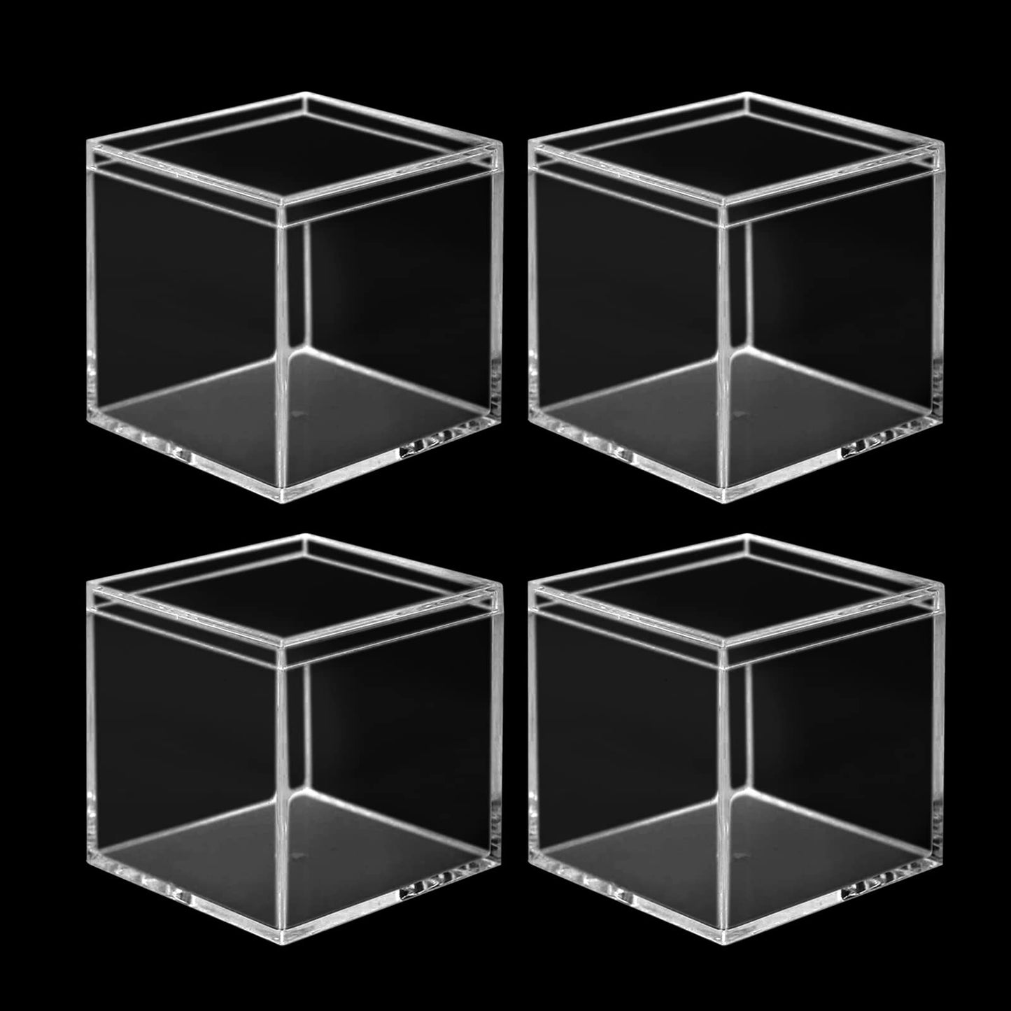 Lomgwumy Acrylic Box with Lid Small, Pack of 4, Durable, with Lid, Acrylic Square Container is Suitable for Storing Candy, Small Accessories