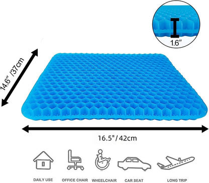 Spring.Rd 1.4"(4CM) Thick Gel Seat Cushion, Double Large Breathable Honeycomb Design Cool Gel Cushion with Washable Seat Cover for Office Chair Car