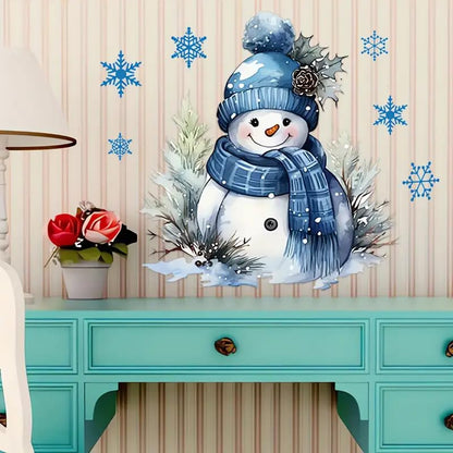 Christmas Snowman Snowflake Toilet Cover Sticker Decals,Fish Bird Flower Leaf Waterproof Toilet Lid Tank Seat Decals Cistern Self-Adhesive Bathroom