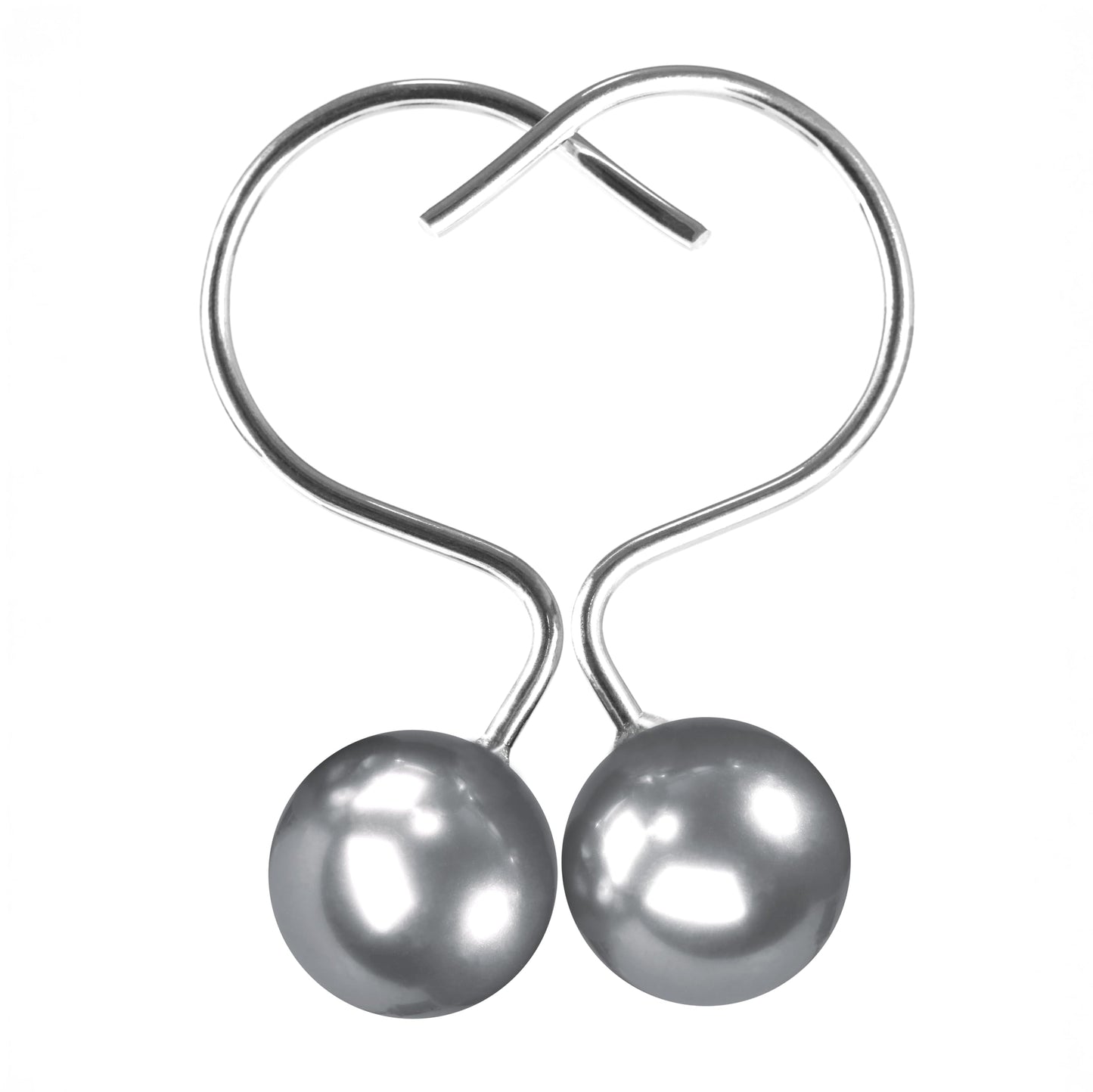 Silver Grey Shower Curtain Hooks ? Elegant Pearl Design Rustproof Stainless Steel Decorative Rings - Stylish Bathroom Accessories & Gift for Women