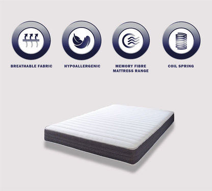 Extreme Comfort Sirocco Airflow Grey 18cms Deep Hybrid Spring & Memory Fibre Mattress, 4ft6 Double (4ft6 x 6ft3, 135cm x 190cm)