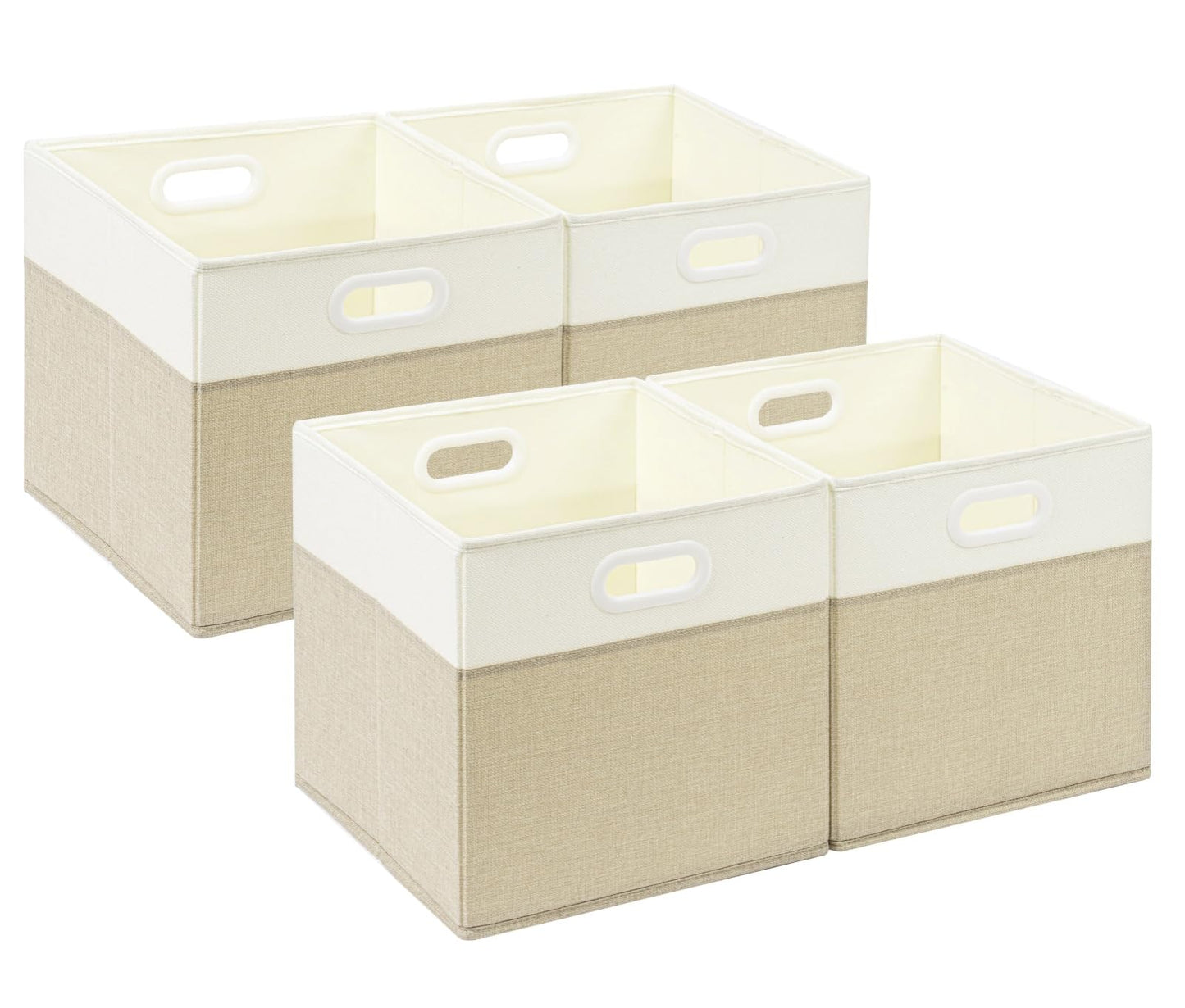 SOCOHOME Fabric Storage Boxes,30x30x30cm Storage Cube, Foldable Storage Baskets for Shelf Nursery Closet(Light Khaki/Cream White, 4 Pack)