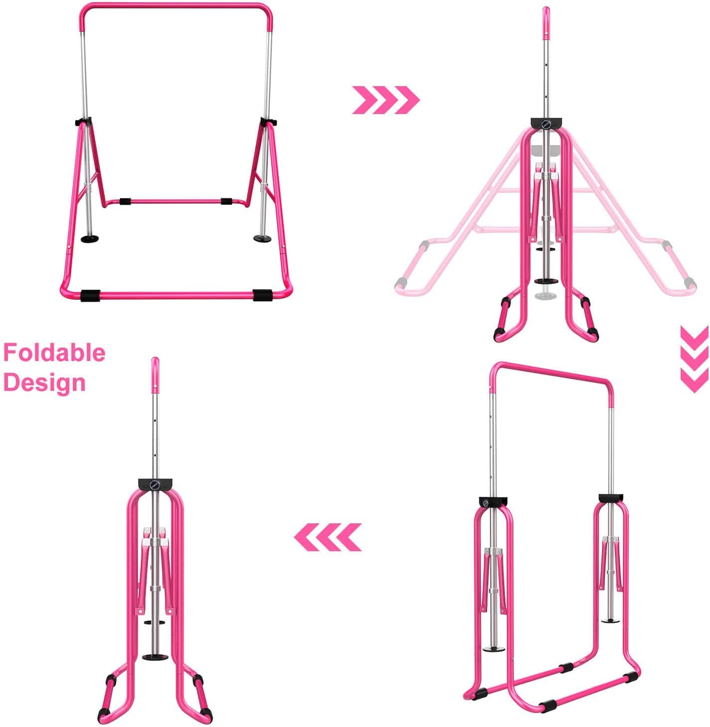 Hyner Folding Telescopic Gymnastics Bar for Kids Adjustable Height Gymnastics Horizontal Bar Fitness Climbing Tower Home Gym for Kids/Children