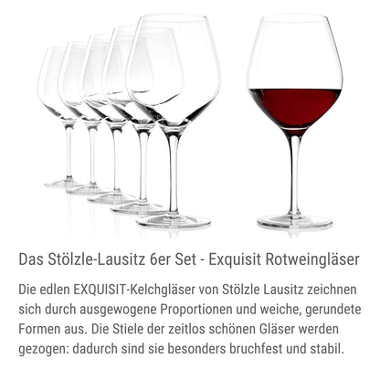 St?lzle Lausitz Exquisit Series Burgundy red wine glasses, 650ml, 6-piece set, dishwasher-safe: high quality red wine goblets made from fine glass,