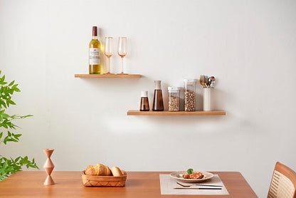 OAKERLAND Oak Floating Shelf, 90cm Wall Shelf Solid Wood, Display Wooden Ledge Wall Mounted for Bedroom, Living Room, Kitchen, Office, Laundry etc