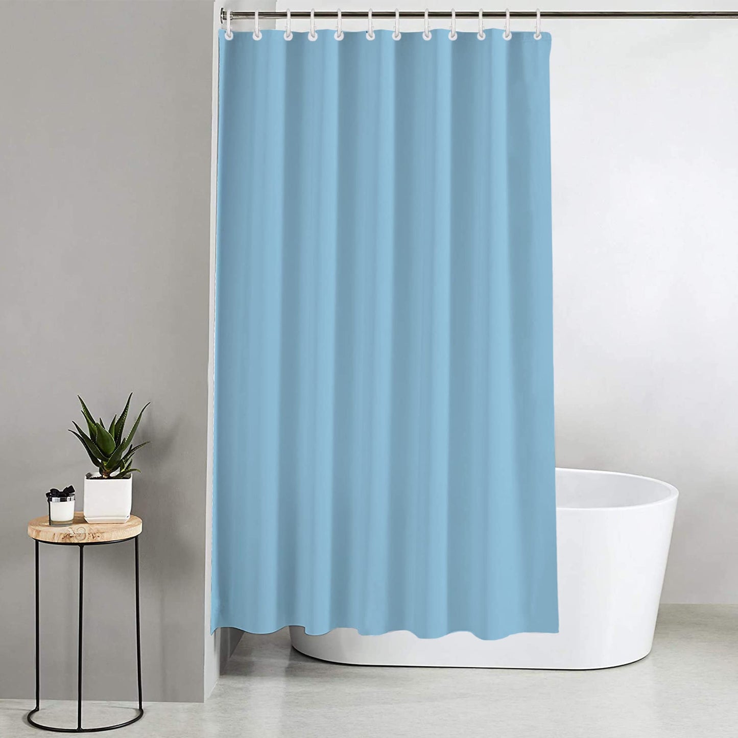 Blue Canyon Plain Shower Curtains | 100% Polyester Shower Curtain | Anti-Bacterial Surface Treatment| Water Repellent| Weighted Hem | 180 X 180cm| 12