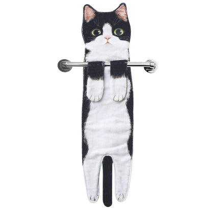 Funny Cat Hand Towels for Bathroom Kitchen, Hanging Decor Gifts for Women