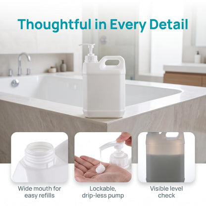 EXCEART 5L Pump Bottle Refillable Dispensing Container with Wide Opening and Anti-Leak Seal for Lotion Soap Sterilization Liquid Storage Easy Press